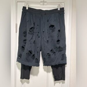 Drifter distressed shorts with built in leggings